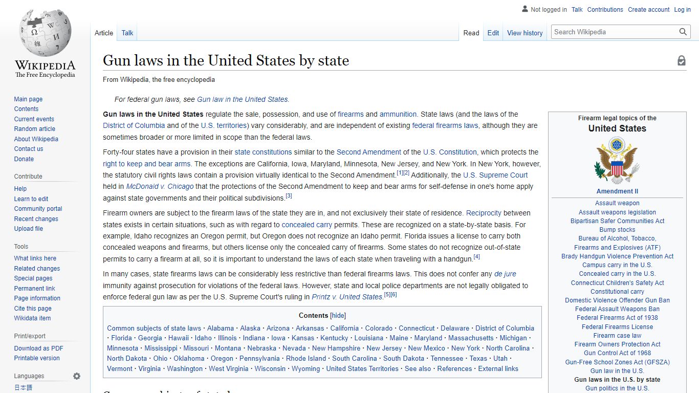 Gun laws in the United States by state - Wikipedia