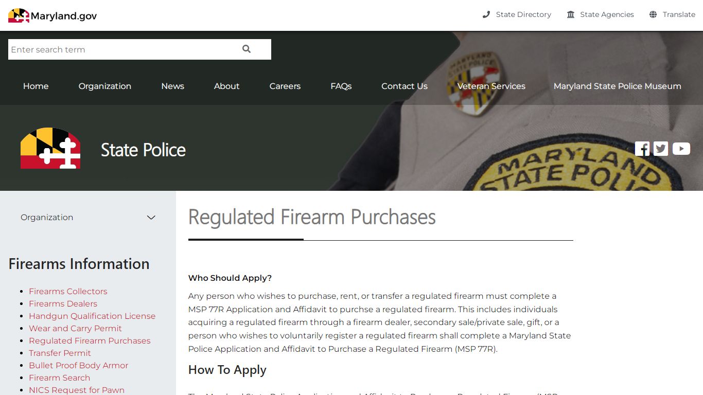 Regulated Firearm Purchases - Maryland State Police
